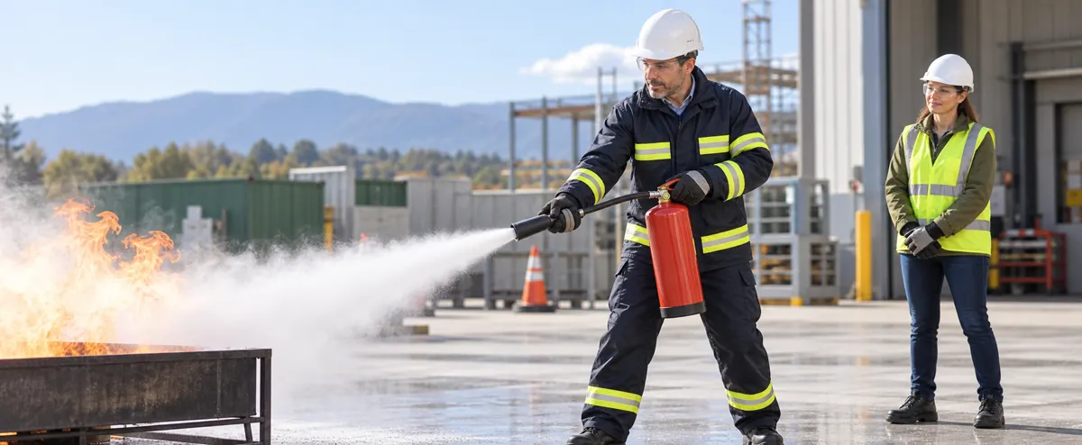 Prova pratica di formazione antincendio con estintore
